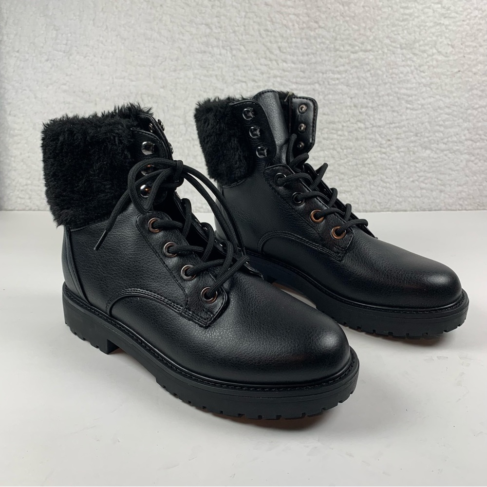 Bandolino Womens Livia‎ Black  Round Toe Lace Up Combat Boots Size 7 M NWOB 7131